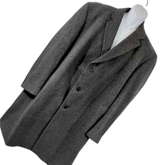 JOSEPH A. BANK! RICH DOVE GRAY 100% PURE WOOL CLASSIC OVERCOAT, TRENCH! SZ 50L - Picture 1 of 12